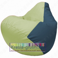 Бескаркасное кресло мешок Груша Г2.3-0403 (светло-салатовый, синий)